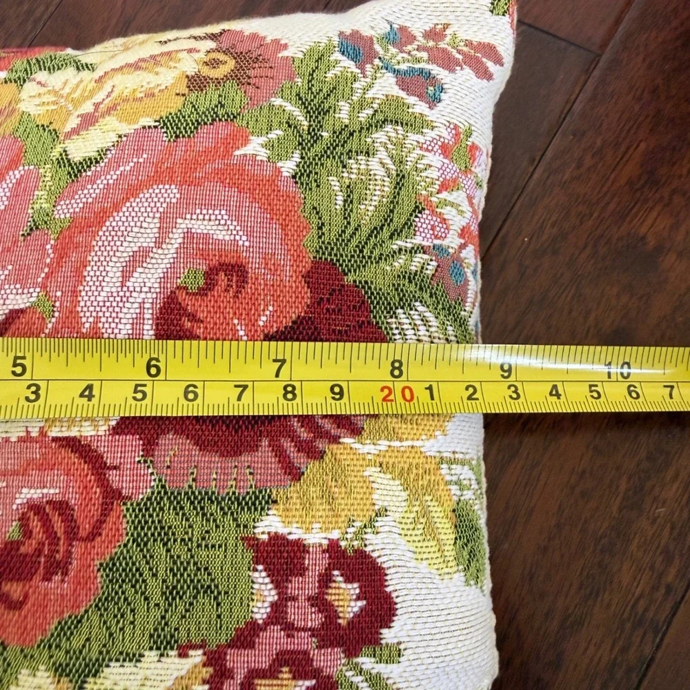 Vintage French Tapestry Floral Pillow 9x9 Art de Lys Needlepoint Cushion‎
